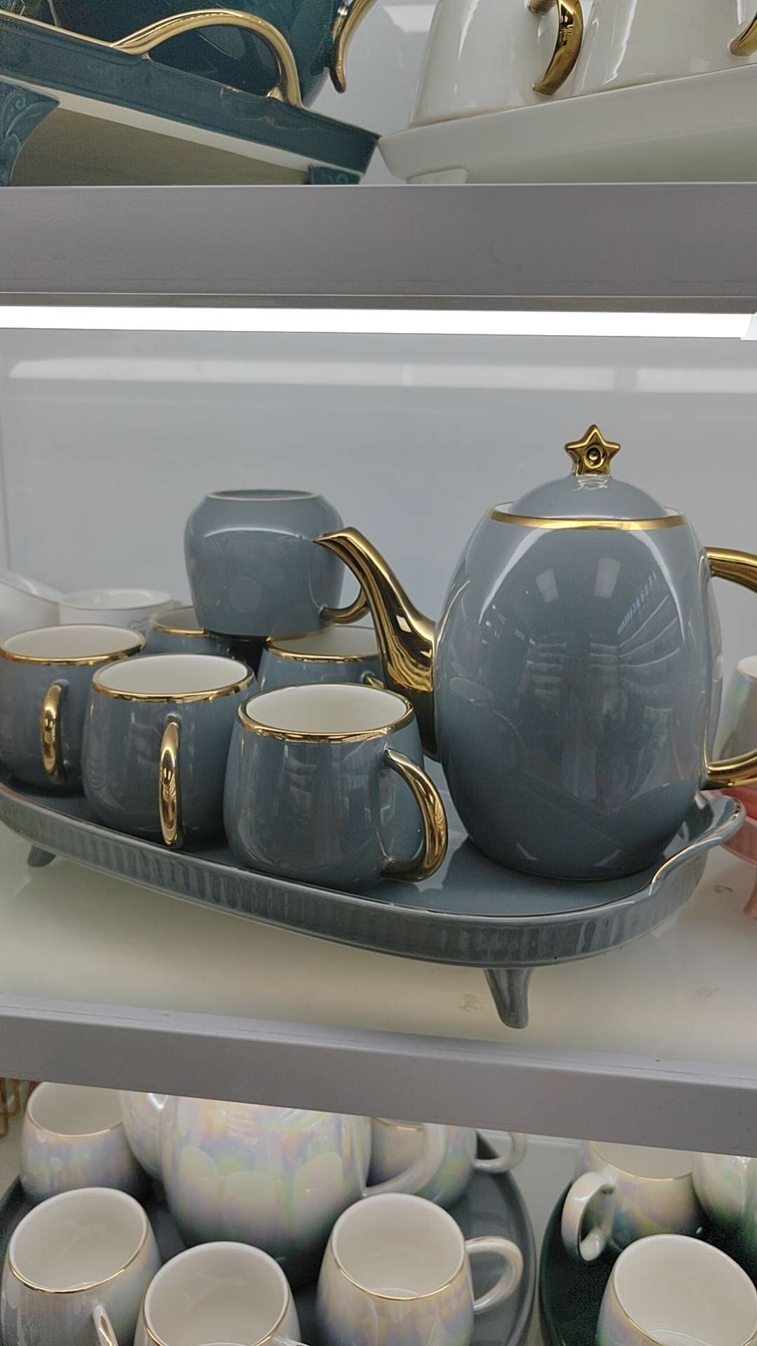 Jingdezhen 1 Pot 6 Cups 1 Tray Water European Coffee Teapot Set Kitchenware Supplies Application Scenario