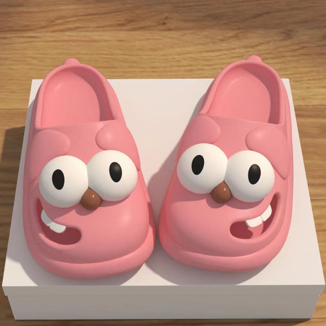 New summer cute cartoon and funny flip-flops with a feeling of stepping on feces, inner lining for indoor home anti-slip, custom-made factory Item Picture