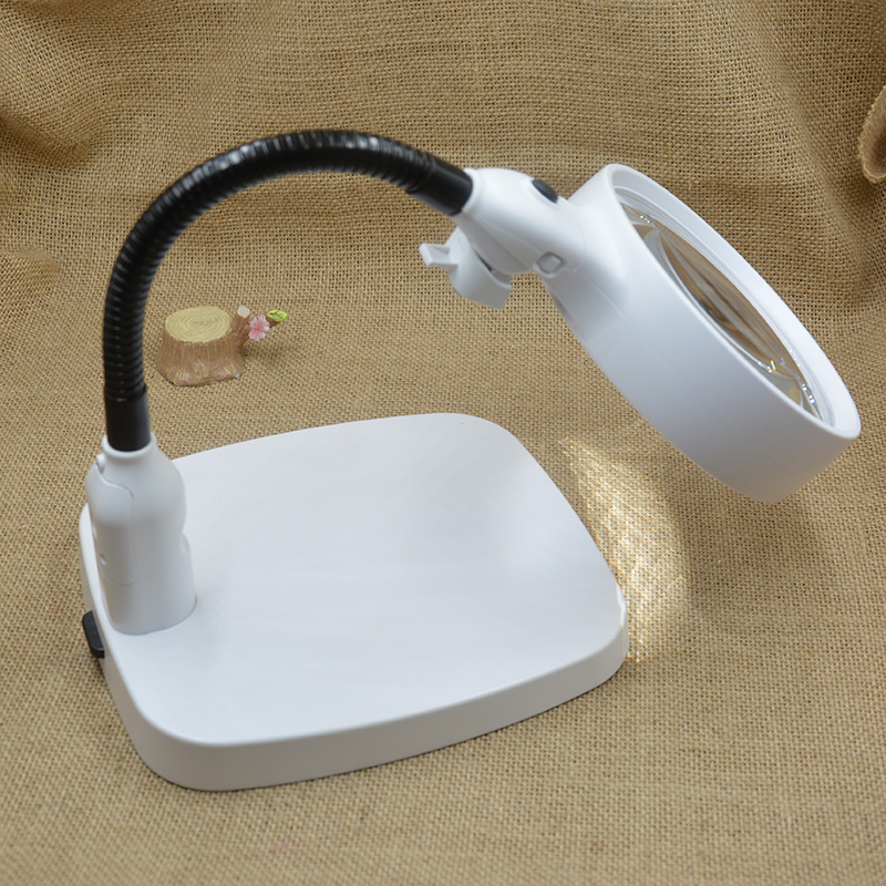 Desktop with lamp lighting Desktop reading painting repair 120mm HD acrylic double magnifier 7764