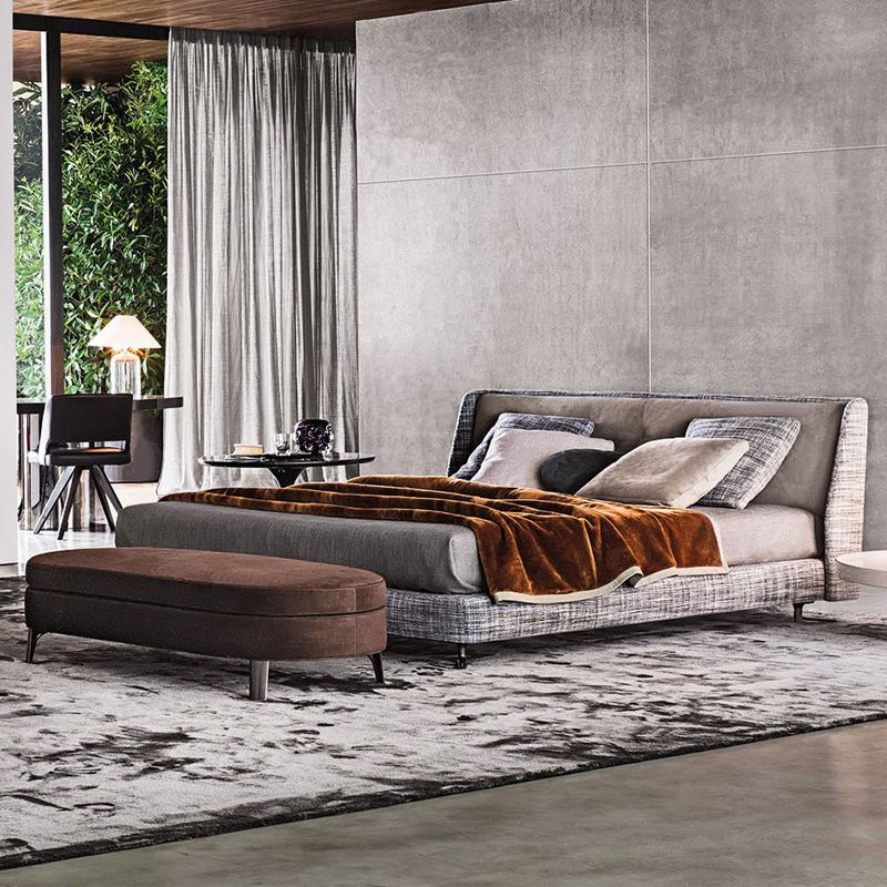 Modern minimalist fabric bed Italian Master Bedroom double 1.8m queen bed Modern villa large level Italian wedding bed thumbnail