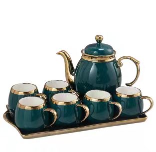 Jingdezhen 1 Pot 6 Cups 1 Tray Water European Coffee Teapot Set Kitchenware Supplies Item Picture