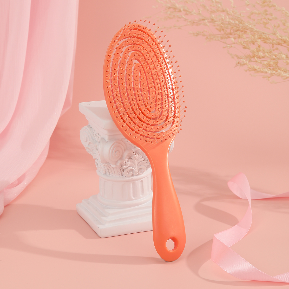 Hollowed-out mosquito-repellent comb, hair straightener, hand-held rib comb, candy-colored dry and wet dual-purpose comb details Picture