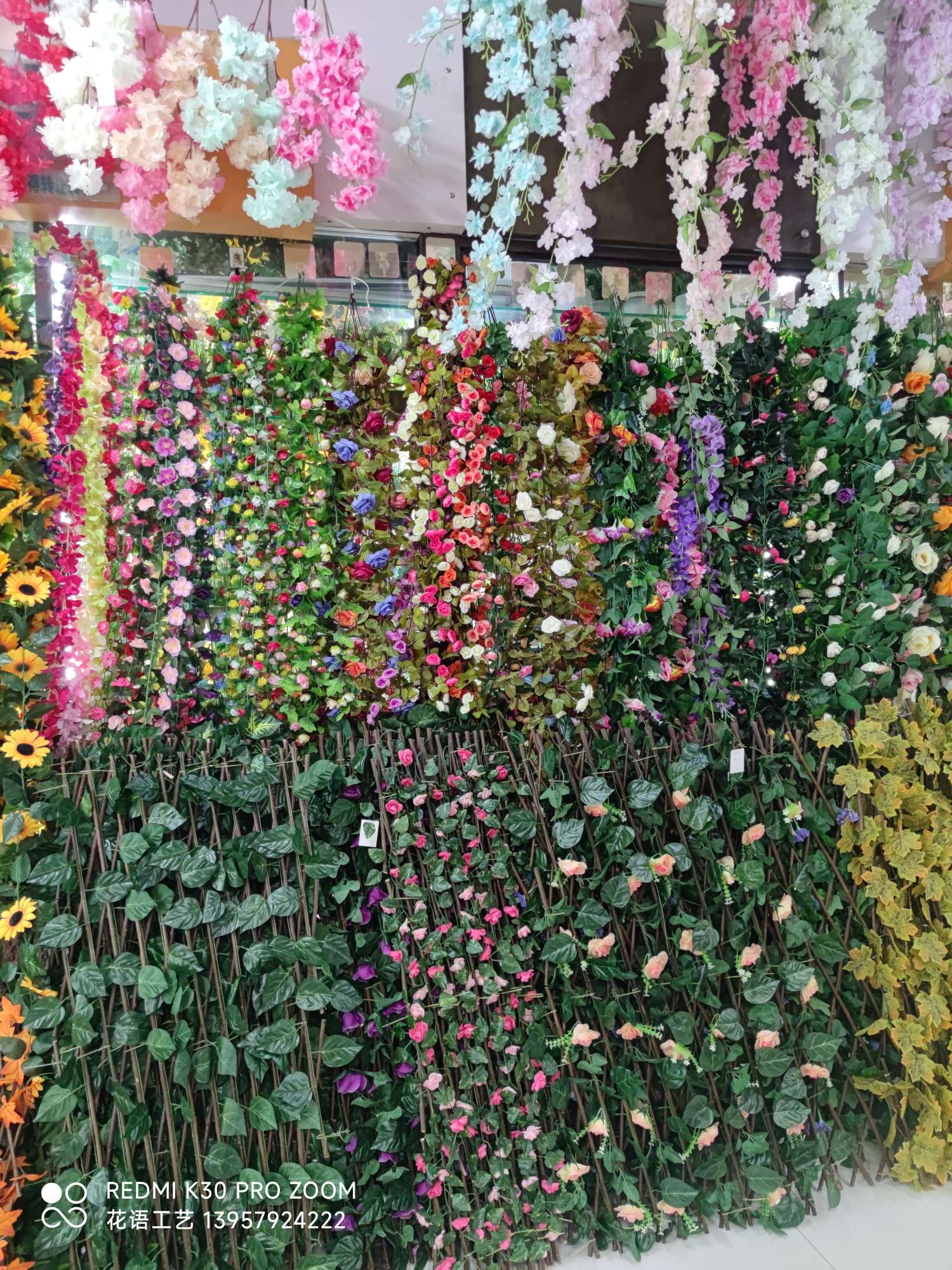 Factory direct sales, artificial flowers, potted plants, bunches, fences, lawns, soft hangings, vines detail image 16