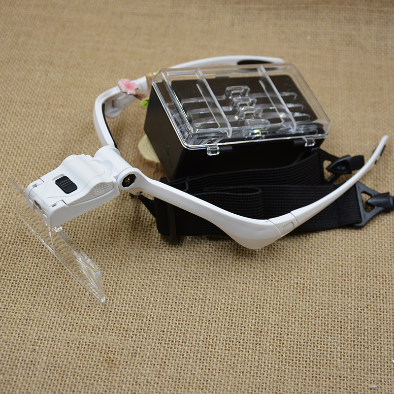 LED lamp 9892BP battery model /BC charging model head-mounted glasses, high-definition acrylic multi-magnification lens, reading electronic repair magnifying glass details Picture