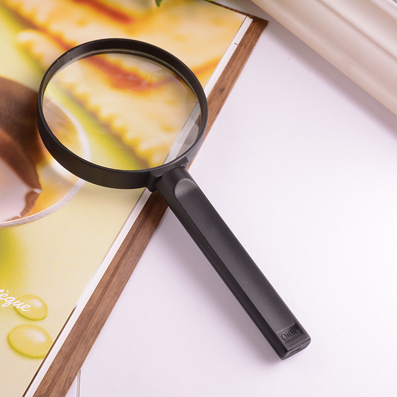 Yiwu Jinghui Factory directly sells Qilite flat-handled large, medium and small-sized handheld magnifying glasses for the elderly with ABS shells and glass lenses details Picture