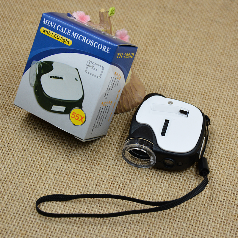 55x portable mini microscope LED lamp UV banknote detector lamp Antique and jewelry high-power magnifying glass 7004D Item Picture