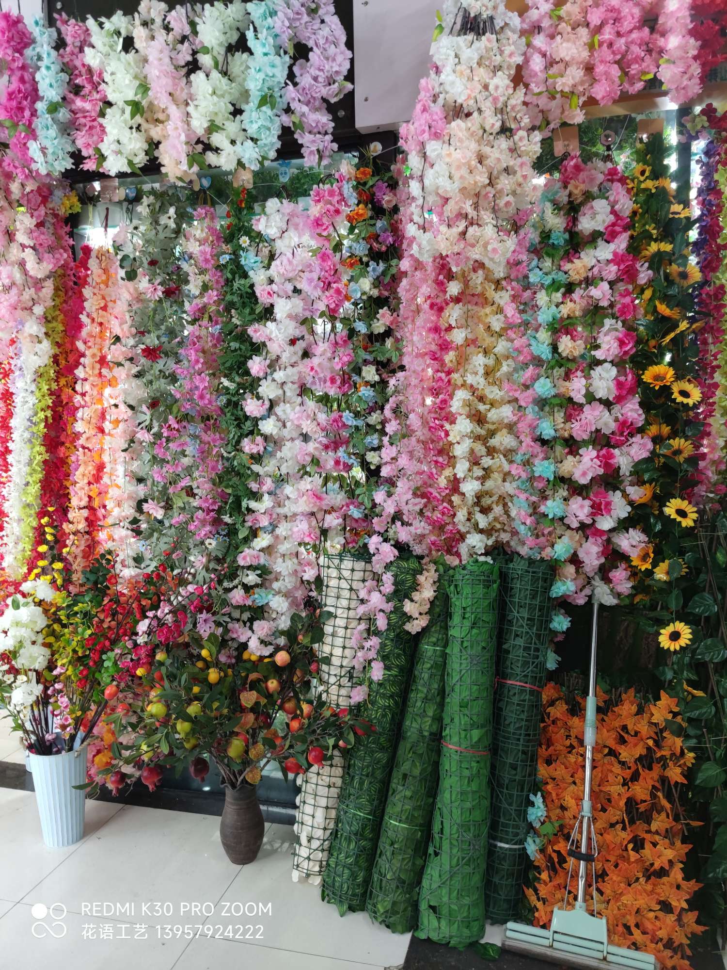 Factory direct sales, artificial flowers, potted plants, bunches, fences, lawns, soft hangings, vines detail image 15