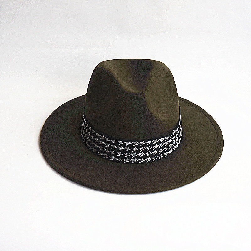 European and American fashion decoration with wool jazz hat flat brim men and women's Panama hat soft cloth hat thumbnail