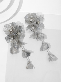 ZA waterfall crow's feet rose fluttering spring exaggerated wedding festival beautiful flower earrings