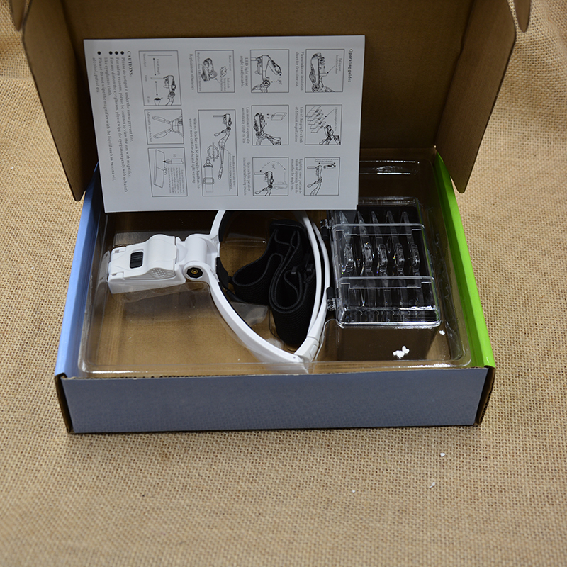 LED lamp 9892BP battery model /BC charging model head-mounted glasses, high-definition acrylic multi-magnification lens, reading electronic repair magnifying glass Item Picture