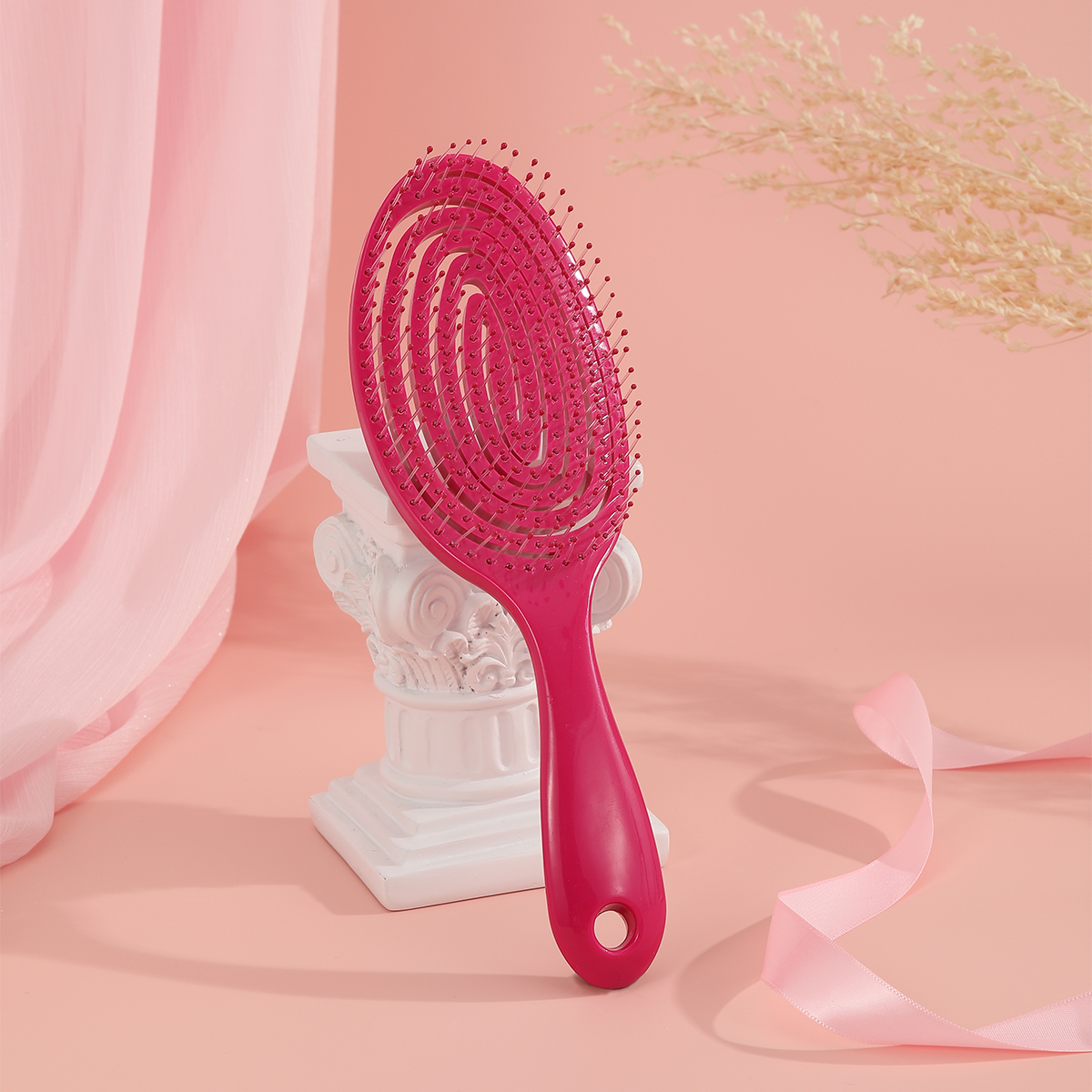 Hollowed-out mosquito-repellent comb, hair straightener, hand-held rib comb, candy-colored dry and wet dual-purpose comb Specification image