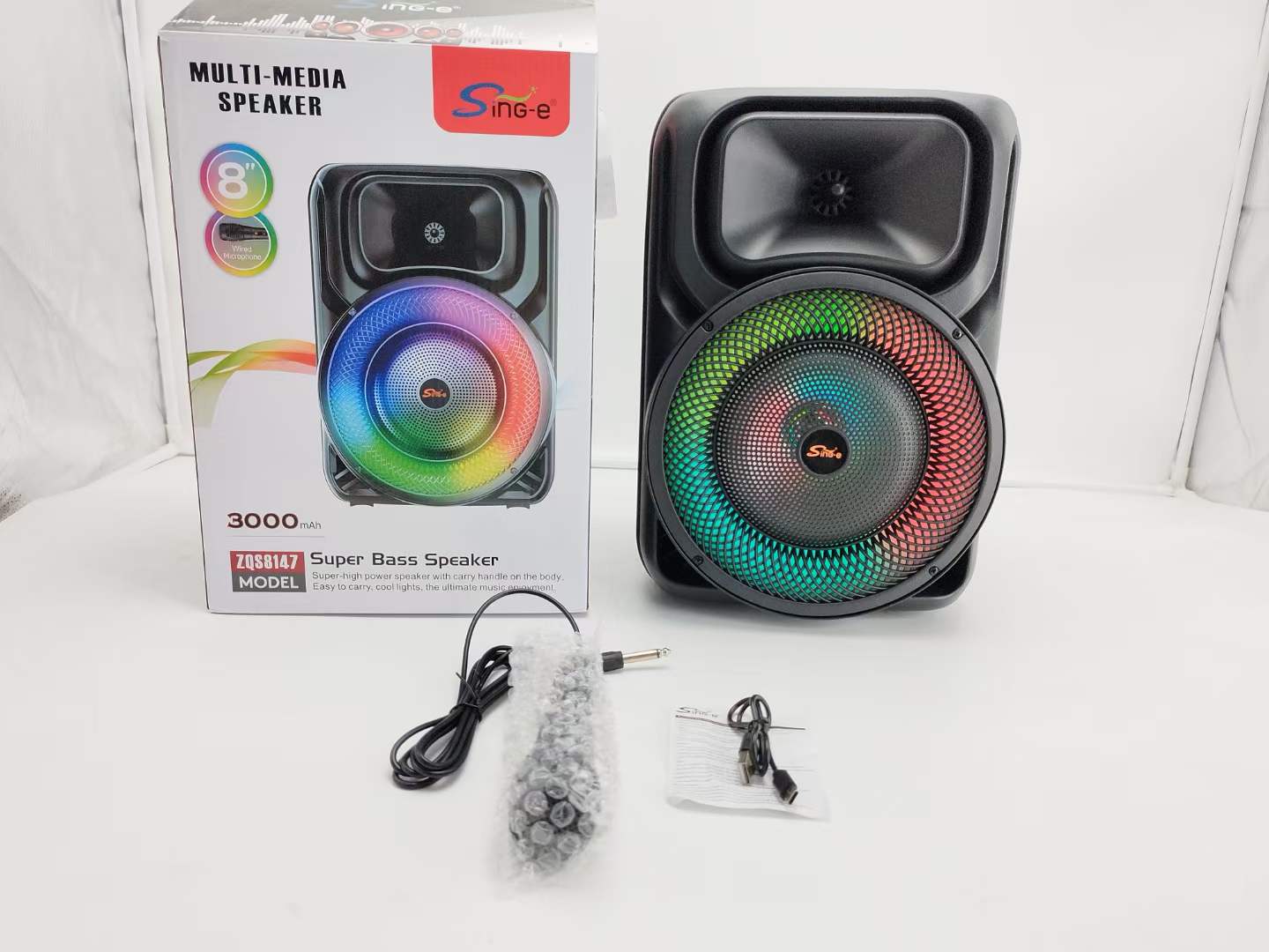 ZQS-8147  8寸系列便携式音箱蓝牙无线音响收音机有线麦详情7