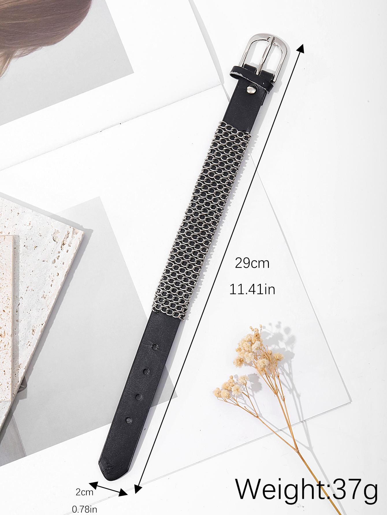 Punk-style chain leather bracelet, simple European and American women's same style wristband, personalized and creative street dance performance wristband Application Scenario