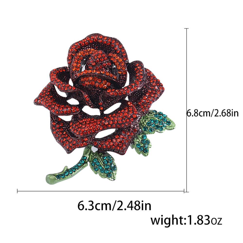 Creative Heavy Industry rose brooch, retro Chinese style water diamond flower pin, suit jacket, personalized brooch accessory, European and American retro high-end rose brooch for women, new heavy industry full diamond brooch accessory Application Scenario