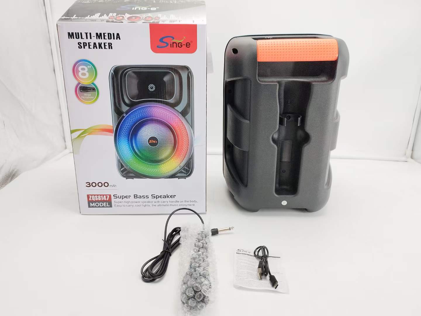 ZQS-8147  8寸系列便携式音箱蓝牙无线音响收音机有线麦详情6