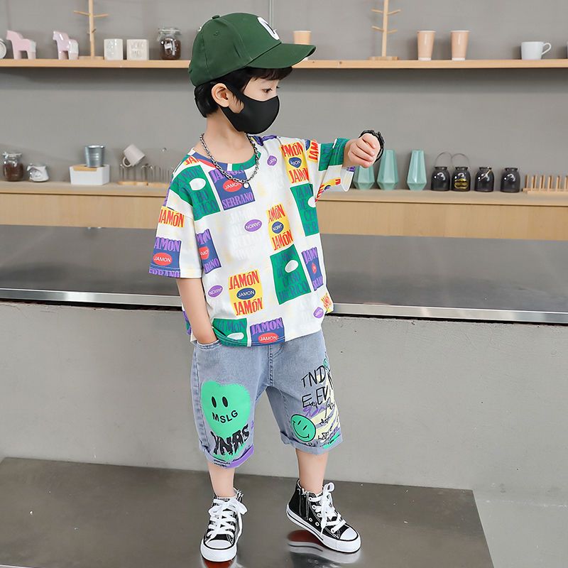 Summer clothing set for Boys 2023, new summer style for boys aged 3-6, a two-piece sporty cartoon boy set detail image 4