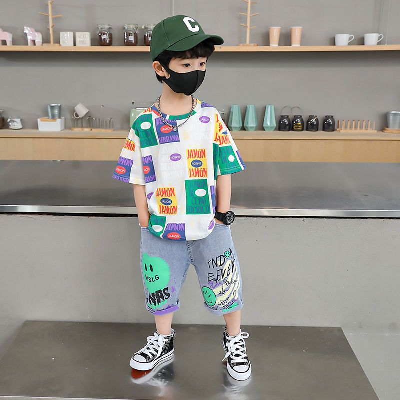 Summer clothing set for Boys 2023, new summer style for boys aged 3-6, a two-piece sporty cartoon boy set detail image 3
