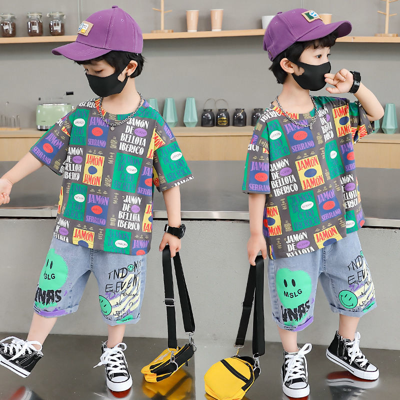 Summer clothing set for Boys 2023, new summer style for boys aged 3-6, a two-piece sporty cartoon boy set Specification image