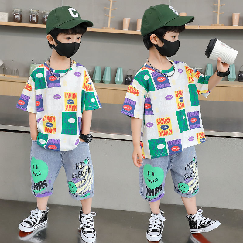 Summer clothing set for Boys 2023, new summer style for boys aged 3-6, a two-piece sporty cartoon boy set detail image 2