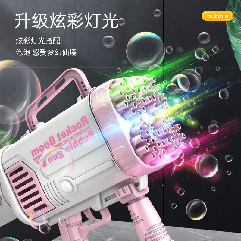 Children's fully automatic blowing Gatlin 64-hole bubble machine gun Laifu bubble gun toy details Picture