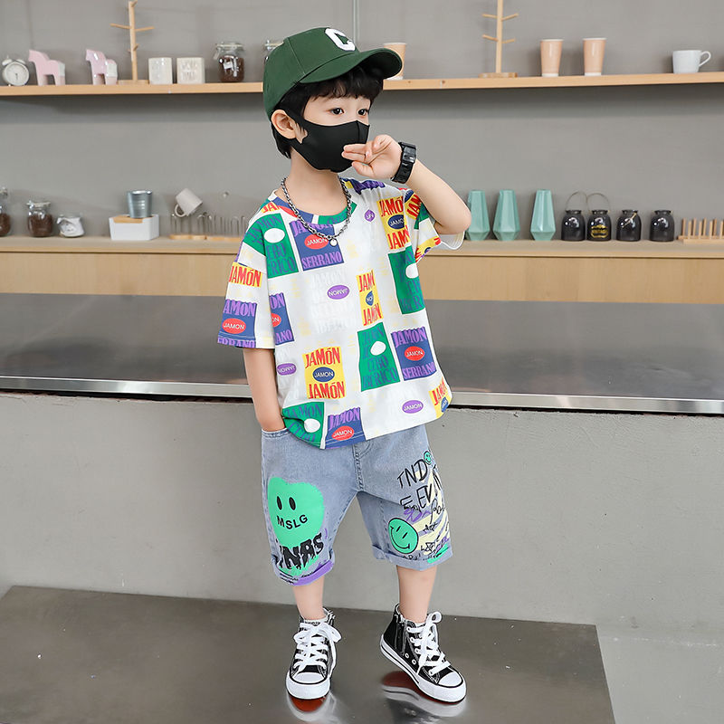 Summer clothing set for Boys 2023, new summer style for boys aged 3-6, a two-piece sporty cartoon boy set detail image 5