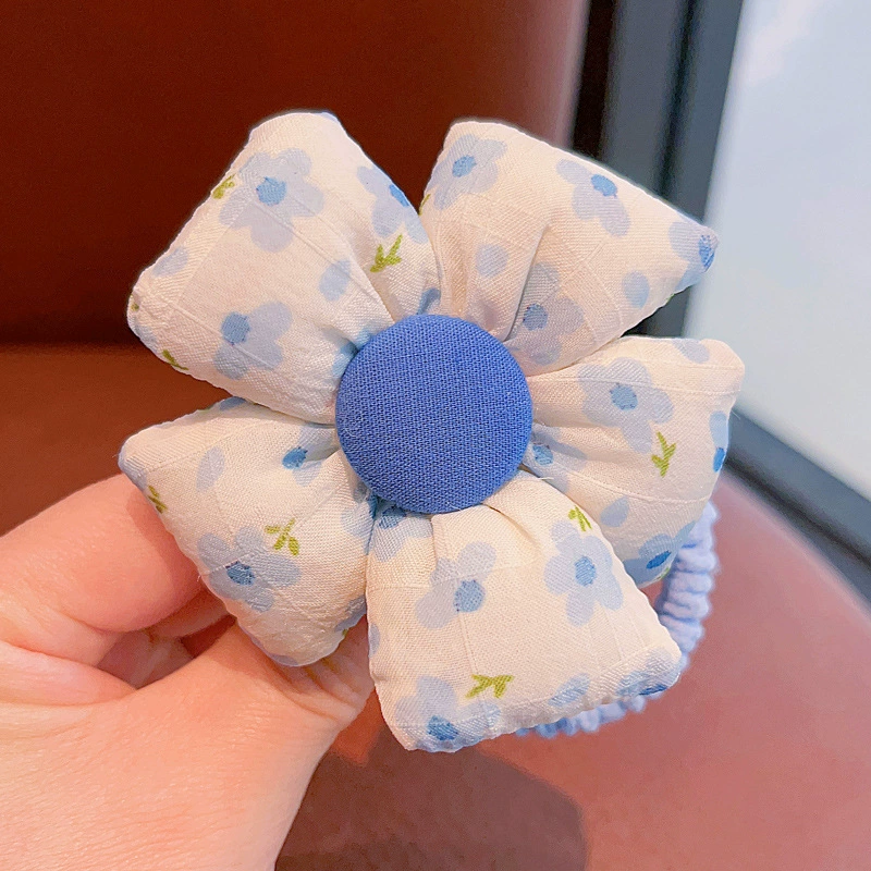New children's flower-shaped hair tie for girls and babies, no hair damage, tied in a ponytail bun headwear, cute leather band for little girls detail image 6