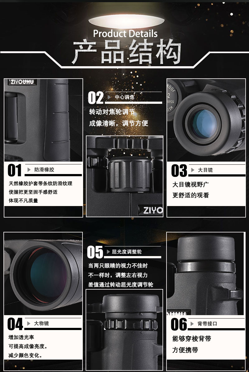 Free Tiger TD8x42 10x42 straight Hollow binoculars wide-field low-light night vision binoculars pic 16