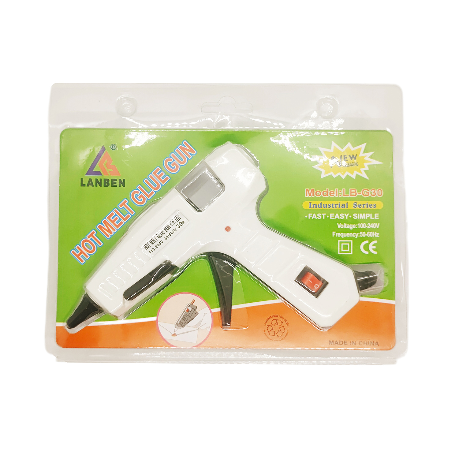 20W small glue gun with switch, solid-color hot melt glue gun, multiple colors to choose from, factory direct sales