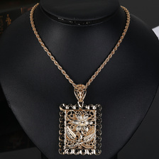 经典高雅皇家风格设计大花项链吊坠，阿拉伯女性派对婚礼合金珠宝批发