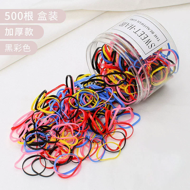 Colorful hair tie for girls, black Korean version, cute thickened disposable leather band hair tie headwear, popular online hair tie detail image 10