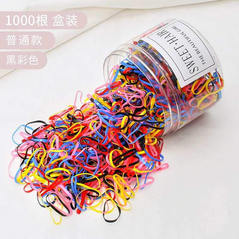 Colorful hair tie for girls, black Korean version, cute thickened disposable leather band hair tie headwear, popular online hair tie details Picture