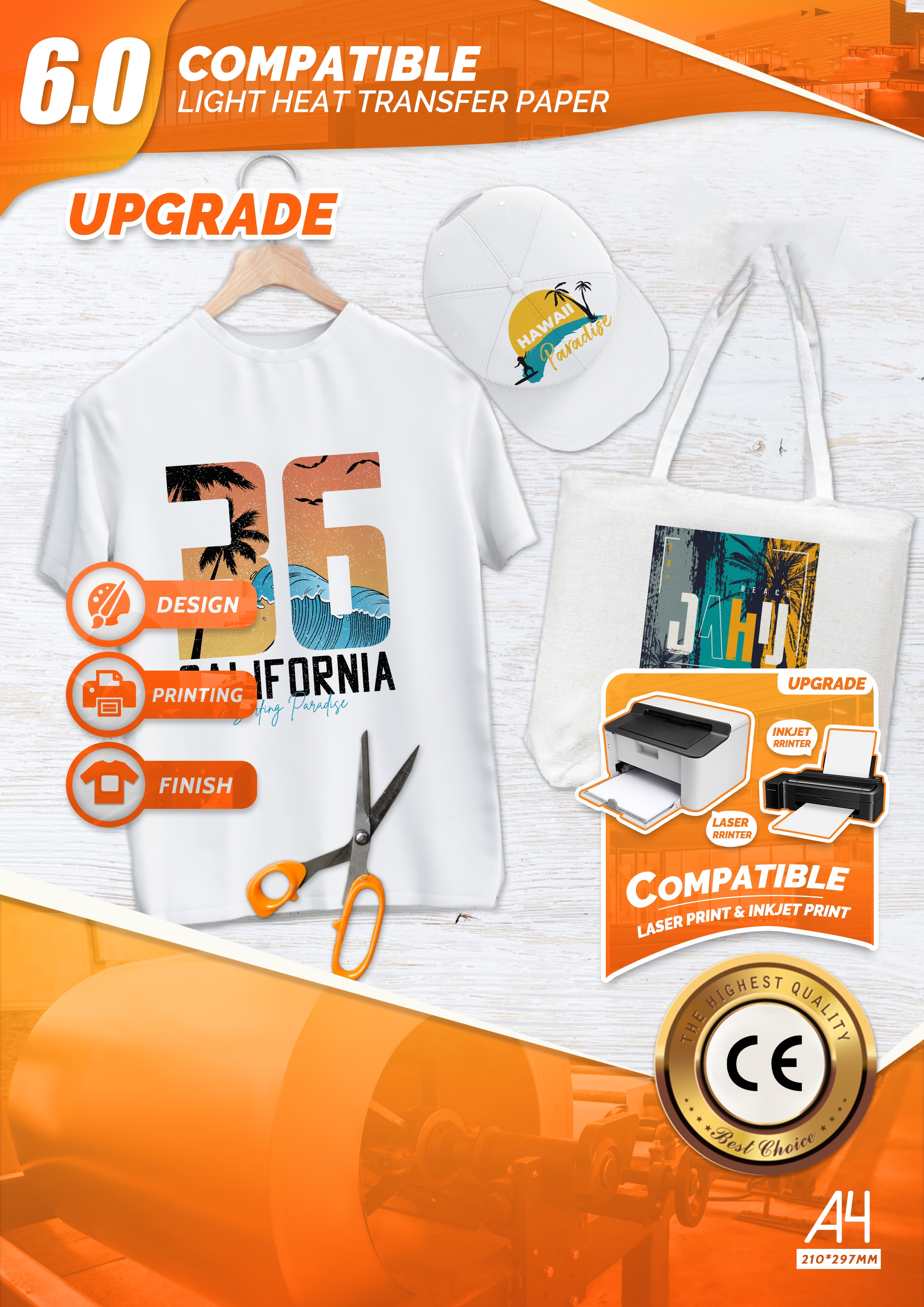 Papel de transferencia de calor para camiseta A4 papel de transferencia de color claro para camiseta papel de bronceado compatible con inkjet y impresión láser papel de transferencia para camiseta papel de sublimación térmica pic 1