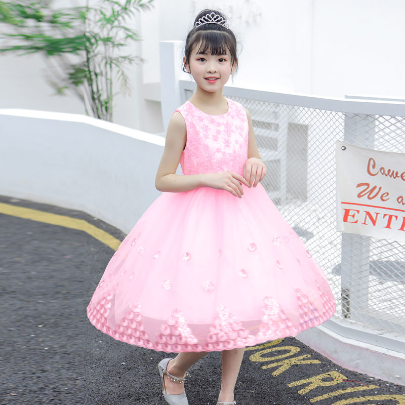 女童连衣裙2023新款公主裙中大童蕾丝纱裙演出服礼服女孩夏季裙子