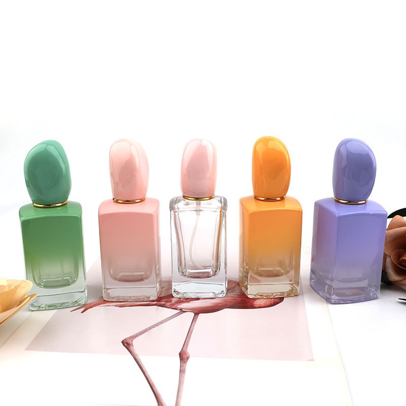 30ML高端渐变色香水瓶造型盖子玻璃香水分装瓶便携式化妆品喷雾瓶