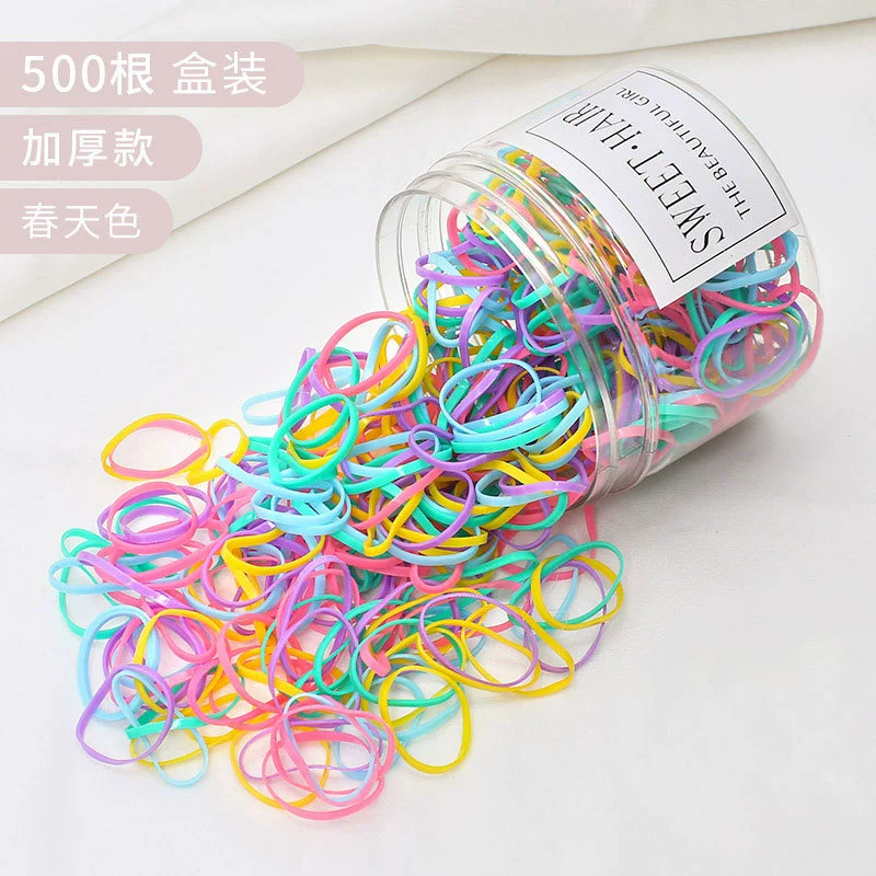 Colorful hair tie for girls, black Korean version, cute thickened disposable leather band hair tie headwear, popular online hair tie Specification image
