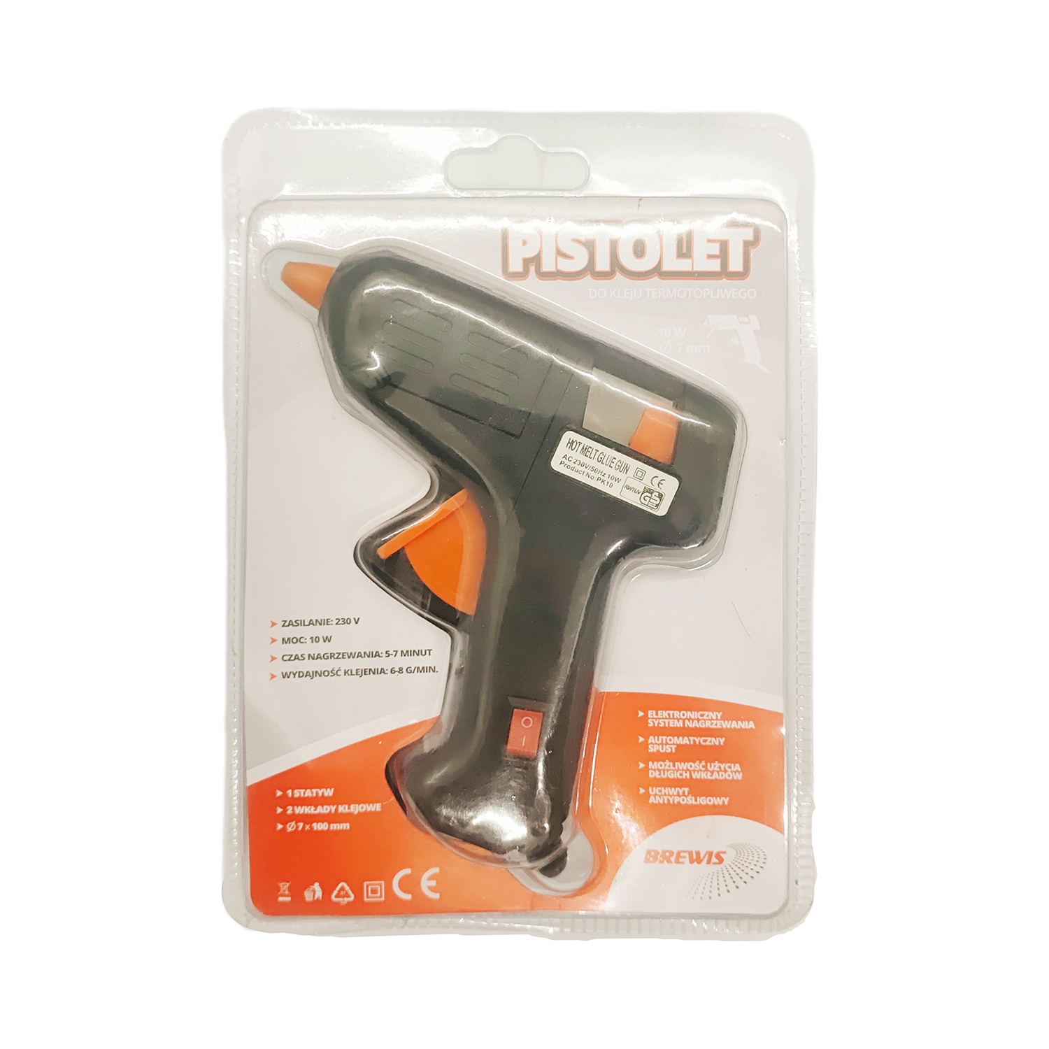 Goodk 10W Black small glue gun with switch anti-scald glue nozzle, 7mm fine glue stick PK-10 hot melt glue gun factory direct sales