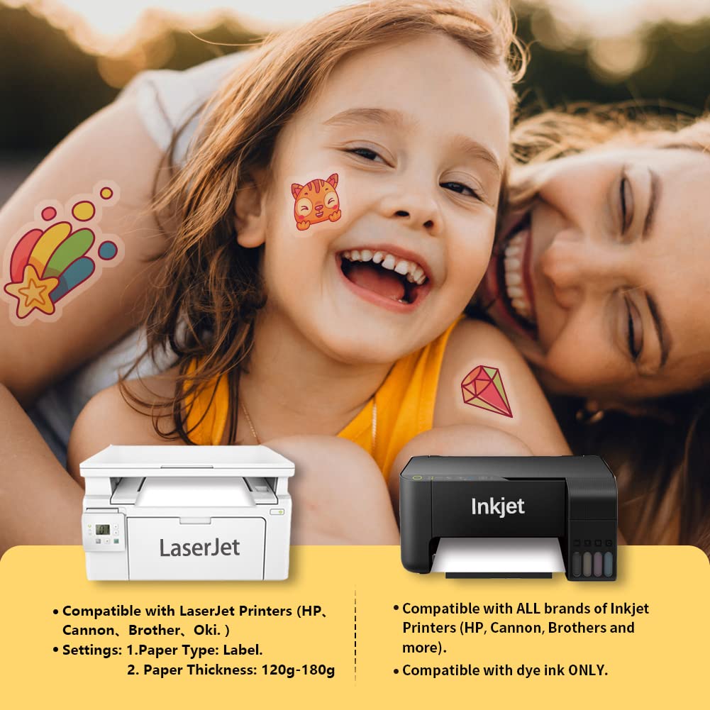 Tattoo paper compatible with luminous green print tattoo stickers, A4 creative and personalized DIY tattoo stickers, special tattoo stickers, back glue transfer stickers, tattoo stickers, self-adhesive waterproof print tattoo stickers Application Scenario