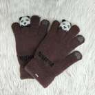 儿童貂毛熊头加字母全指手套保暖手套户外春秋针织手套