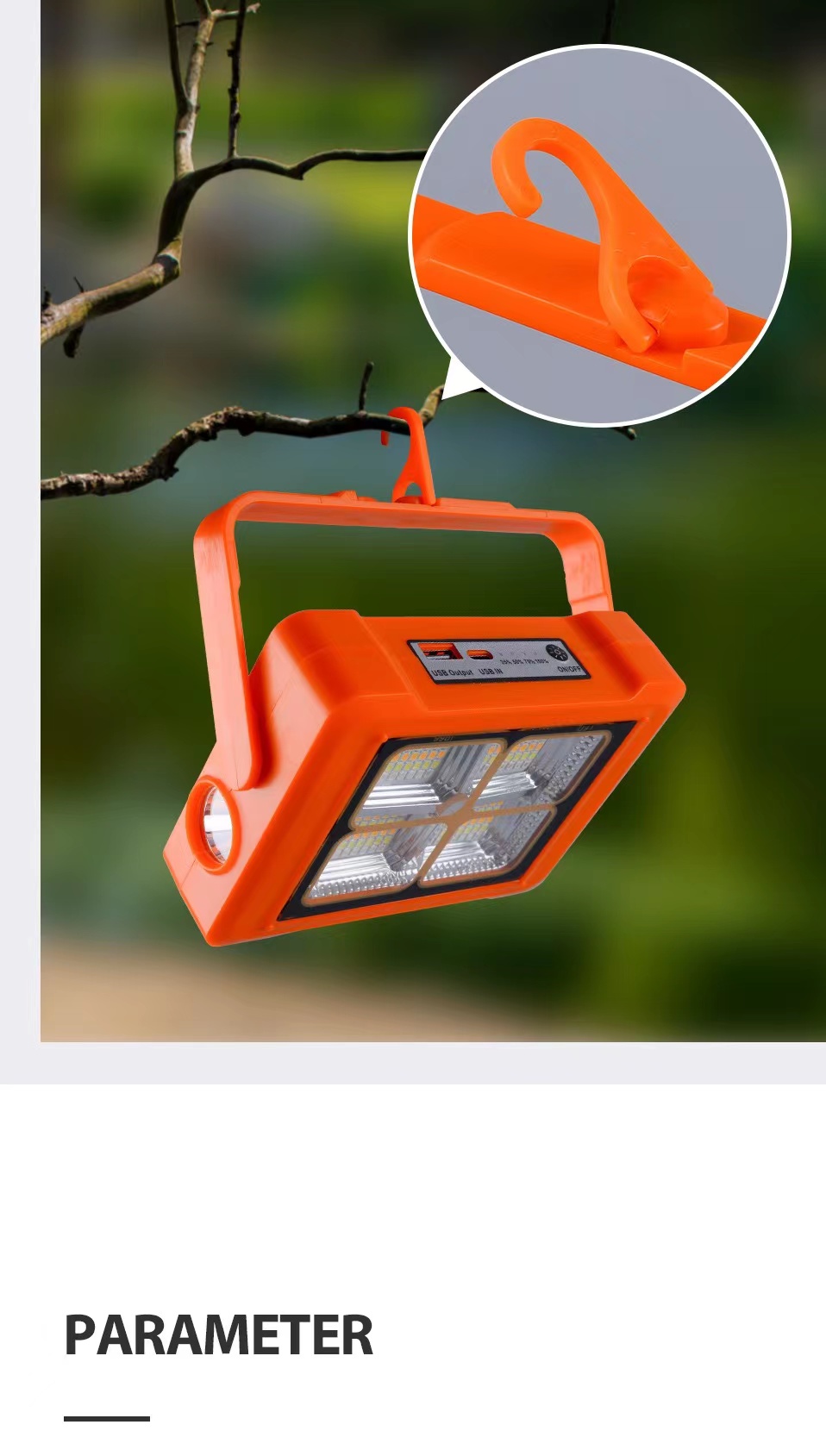 New solar floodlight, work light, portable flashlight, emergency outdoor LED camping light, 360° stand pic 4