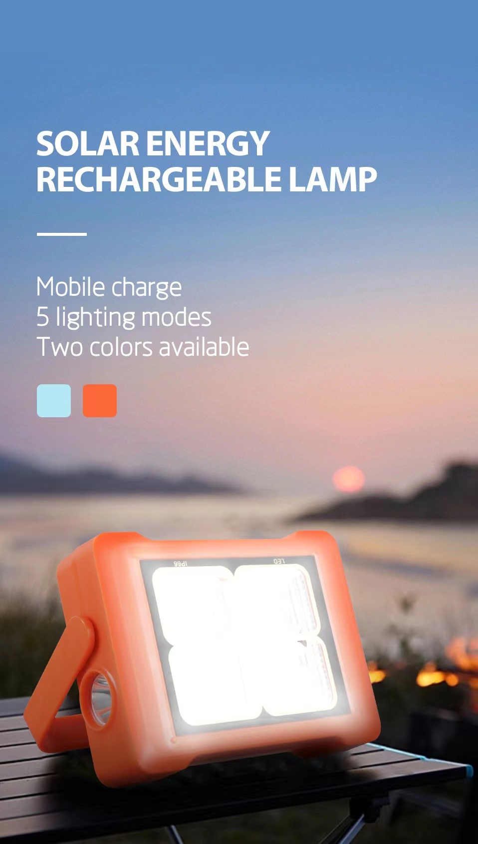 New solar floodlight, work light, portable flashlight, emergency outdoor LED camping light, 360° stand pic 8