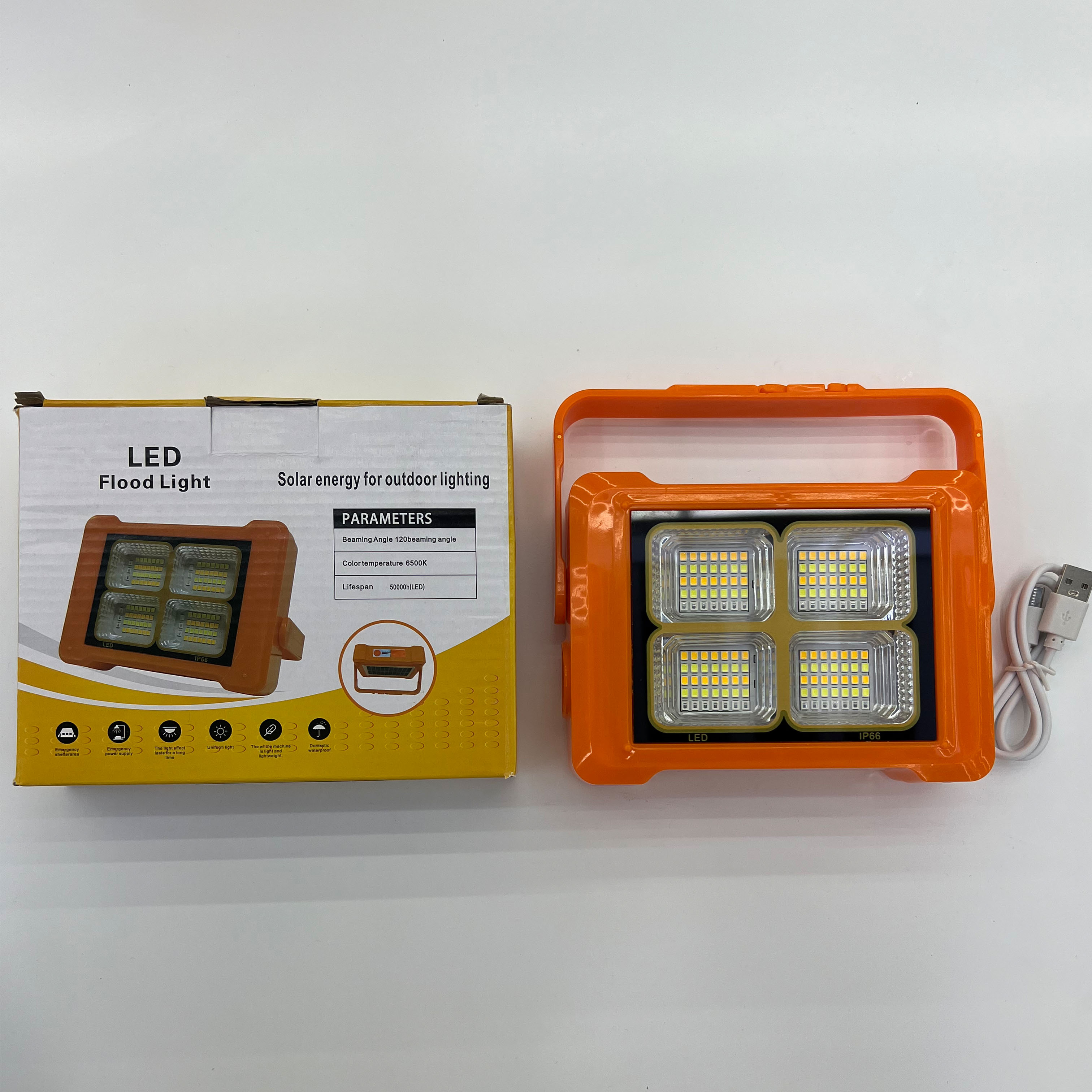 New solar floodlight, work light, portable flashlight, emergency outdoor LED camping light, 360° stand