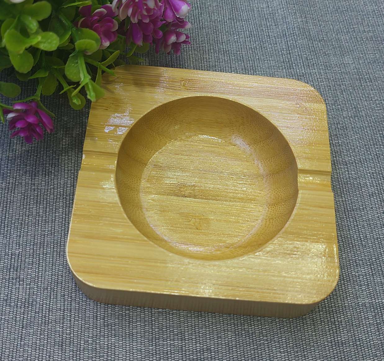 【 Jiehao Bamboo and Wood 】 Custom wholesale of genuine Chinese-style wooden ashtrays made of Nan bamboo in a simple and creative square style AV360 WB-1022 pic 6