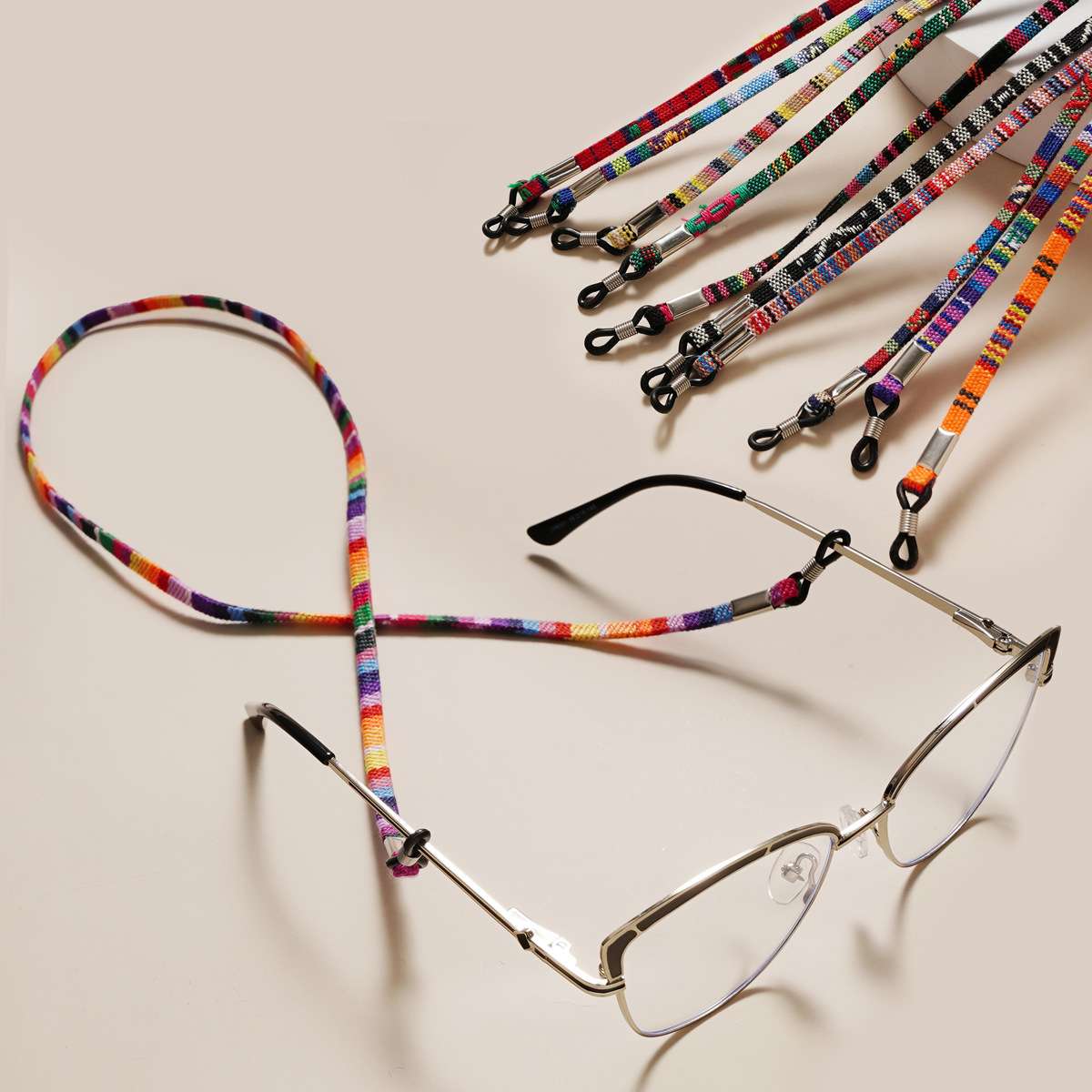 彩色棉经典5mm扁带民族风名族眼镜挂绳眼镜链眼镜绳 图