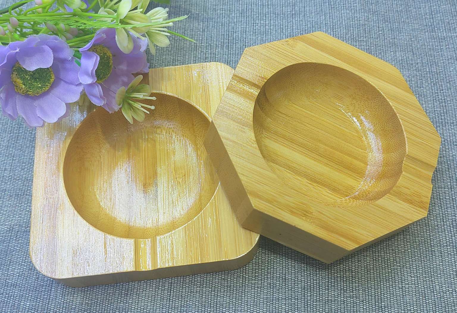 【 Jiehao Bamboo and Wood 】 Custom wholesale of genuine Chinese-style wooden ashtrays made of Nan bamboo in a simple and creative square style AV360 WB-1022 pic 2