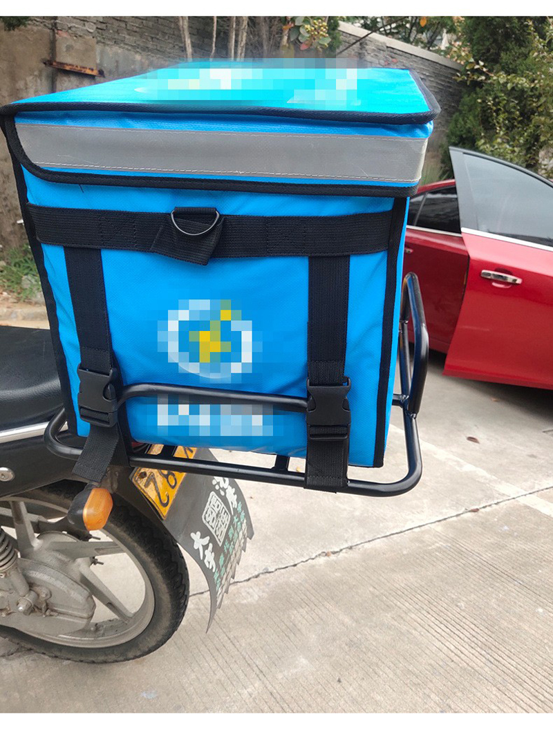 230501铁外卖货架外卖箱固定架铁架托 保温箱外卖架子 电动车载货货架摩托车货架子详情16