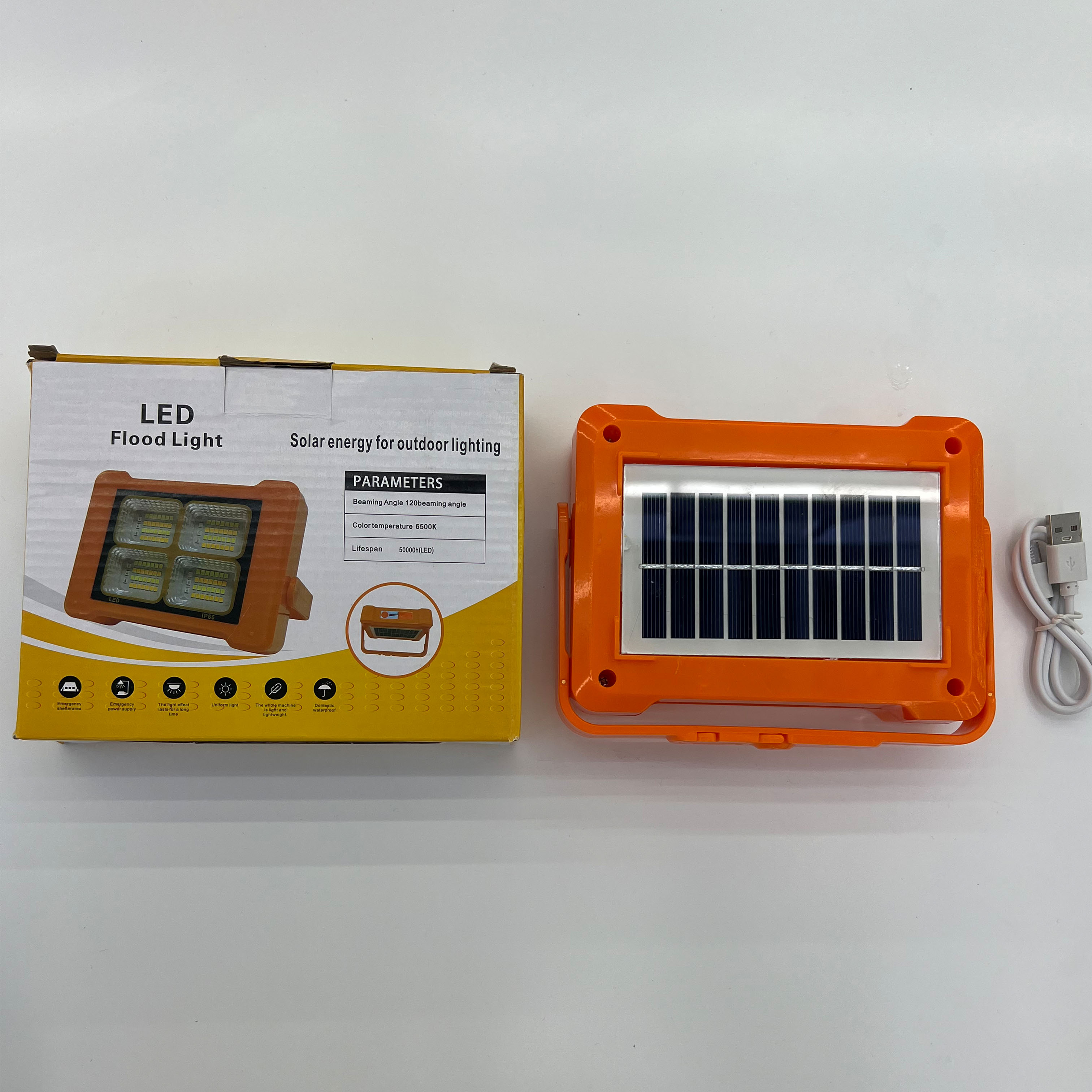 New solar floodlight, work light, portable flashlight, emergency outdoor LED camping light, 360° stand details Picture