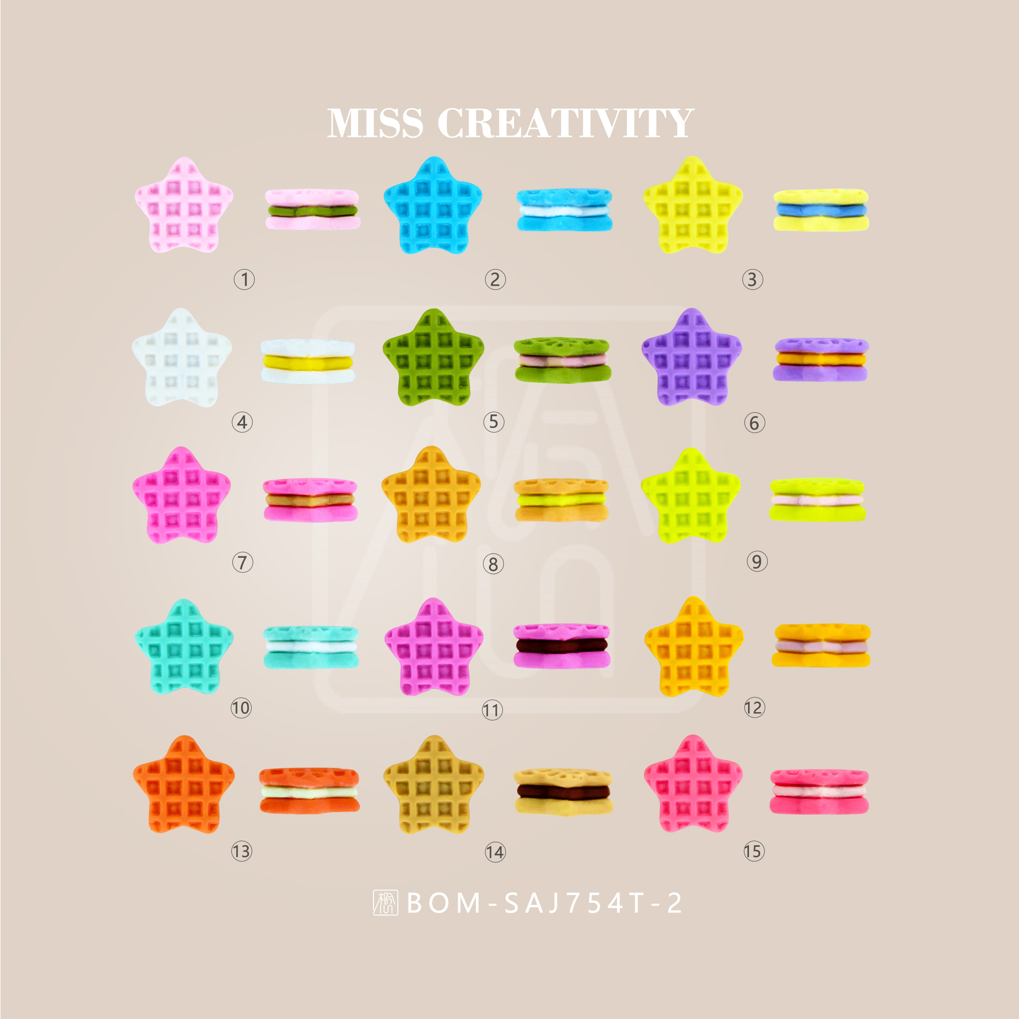 Miss Creative Food Play Stars Sandwich cookies DIY Pen Accessories Headwear Hair tie clip accessories aj754-2
