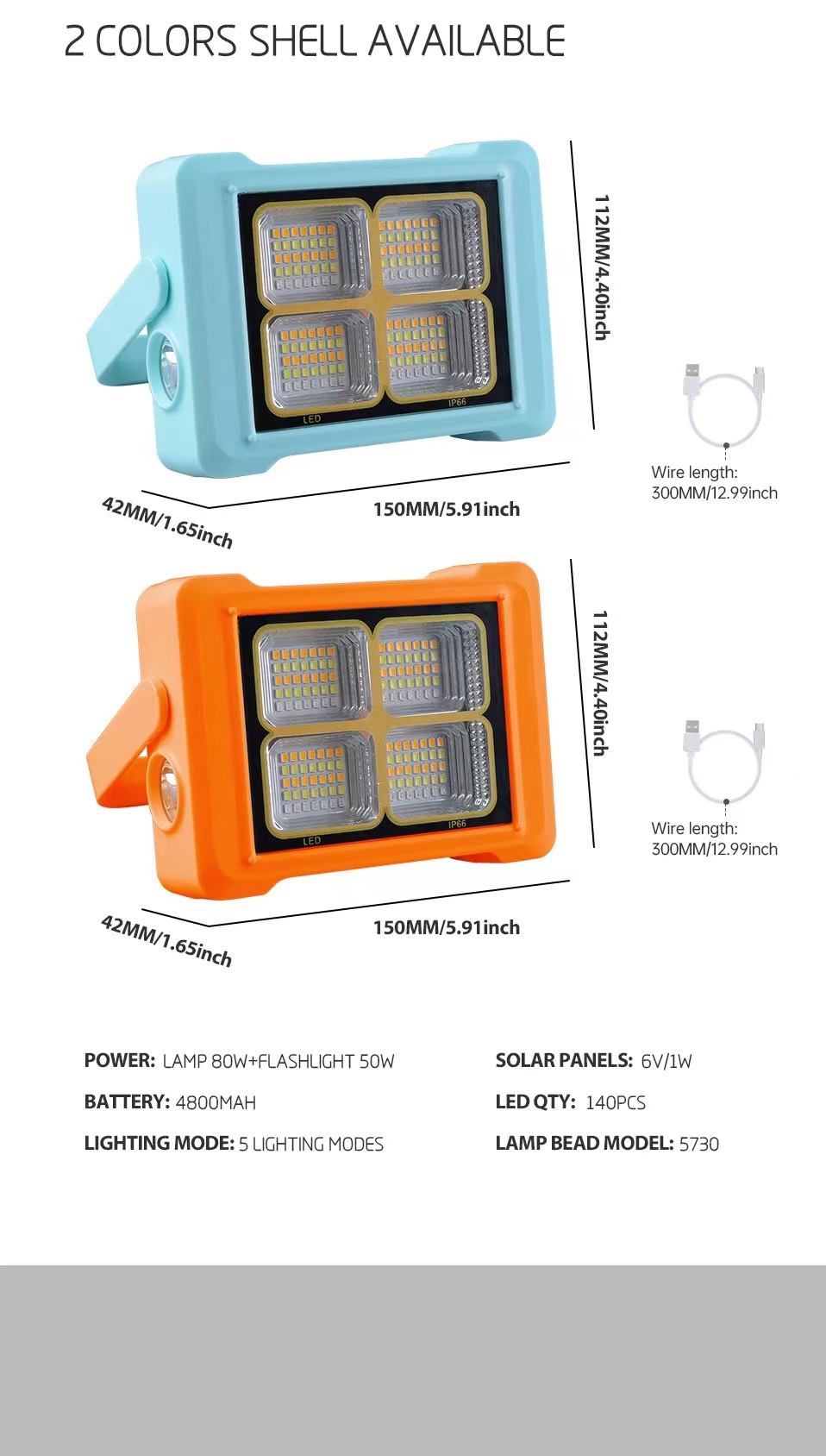 New solar floodlight, work light, portable flashlight, emergency outdoor LED camping light, 360° stand pic 3
