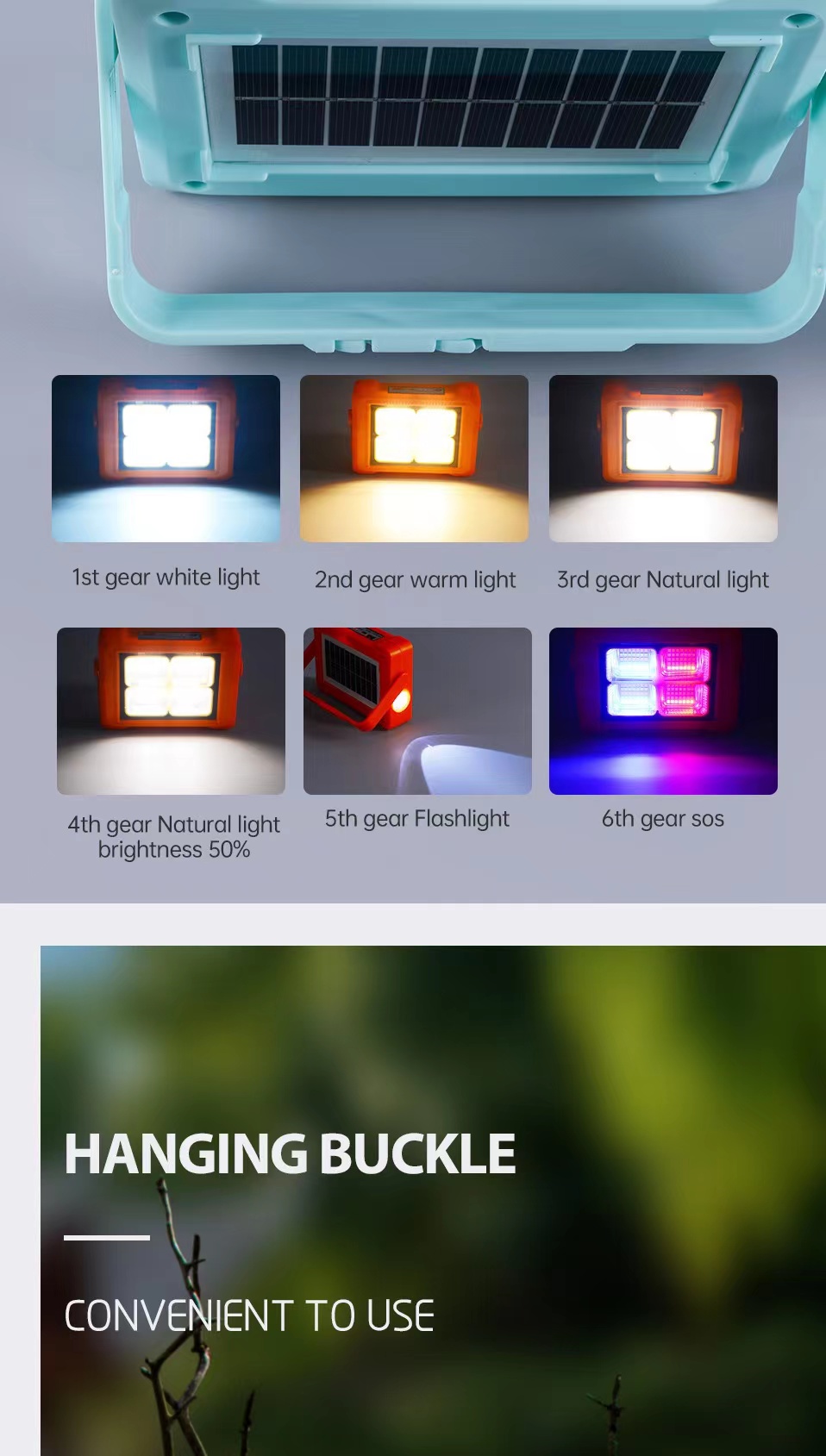New solar floodlight, work light, portable flashlight, emergency outdoor LED camping light, 360° stand pic 5