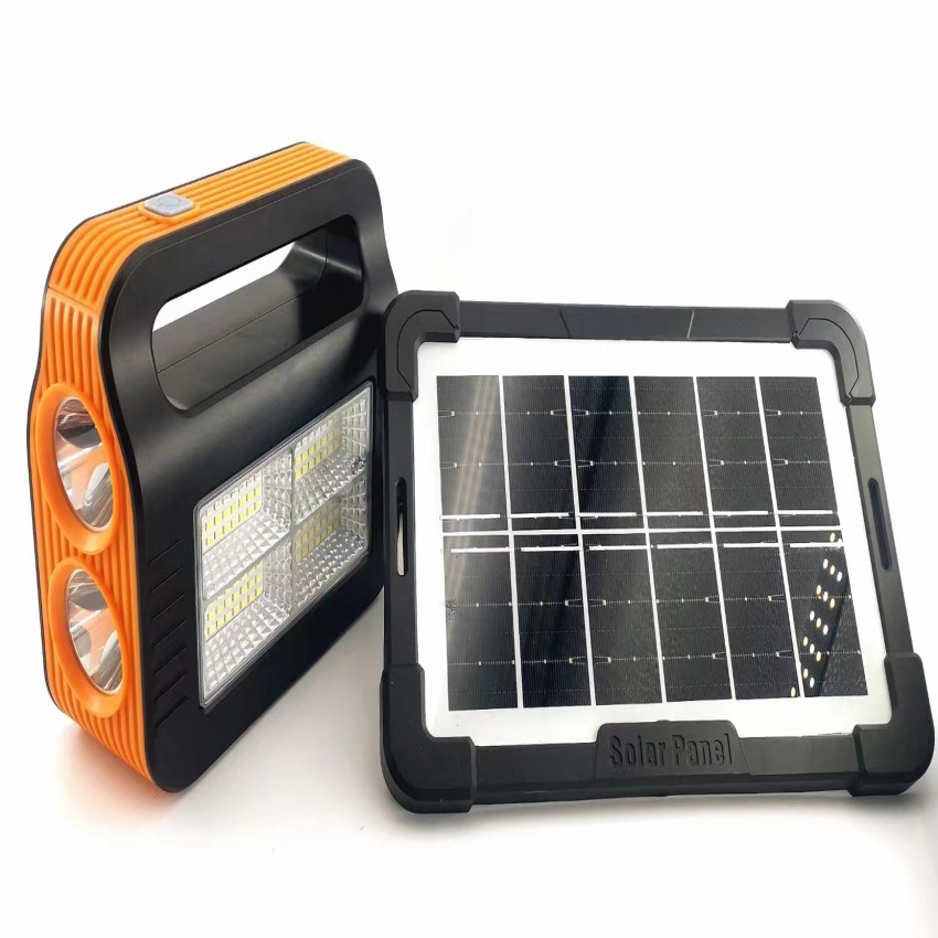 太阳能发电小系统户外便携应急移动电源照明一拖二usb充电露营灯详情图3